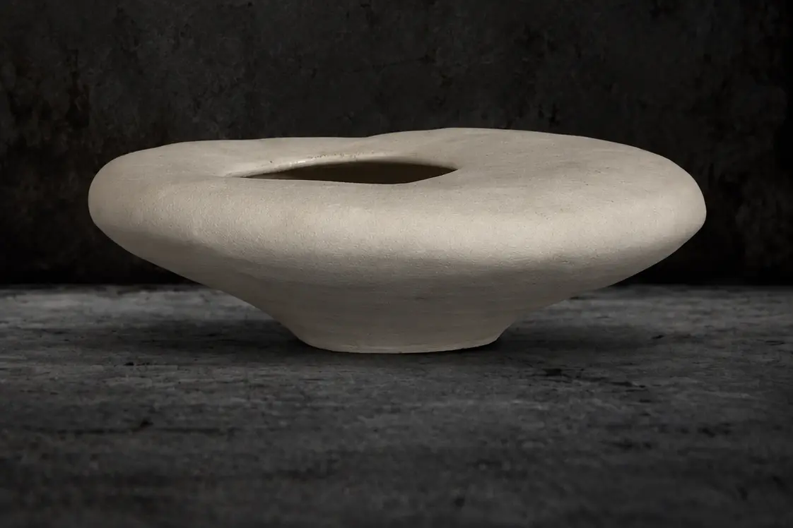soil no. 05, wide sculptural ceramic work with an organic opening